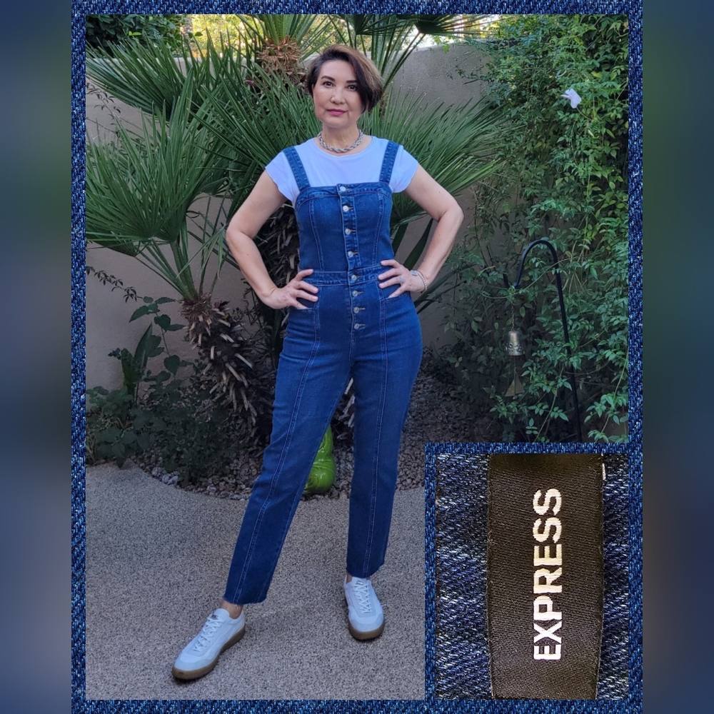 Express Dark Blue Denim Women's Overalls